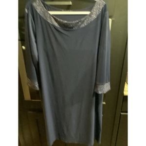 Navy Dress with Sheer Sleeves  Sz 2X   NWOT
